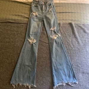 AE Stretch Ripped Super High-Waisted Flare Jean